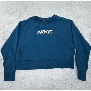 Nike Cropped Crewneck Sweatshirt Women’s Medium Dri-FIT Blue Athleisure